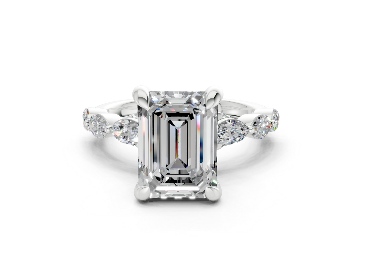 Liana Diamond Accent Emerald Cut 2mm Engagement Ring