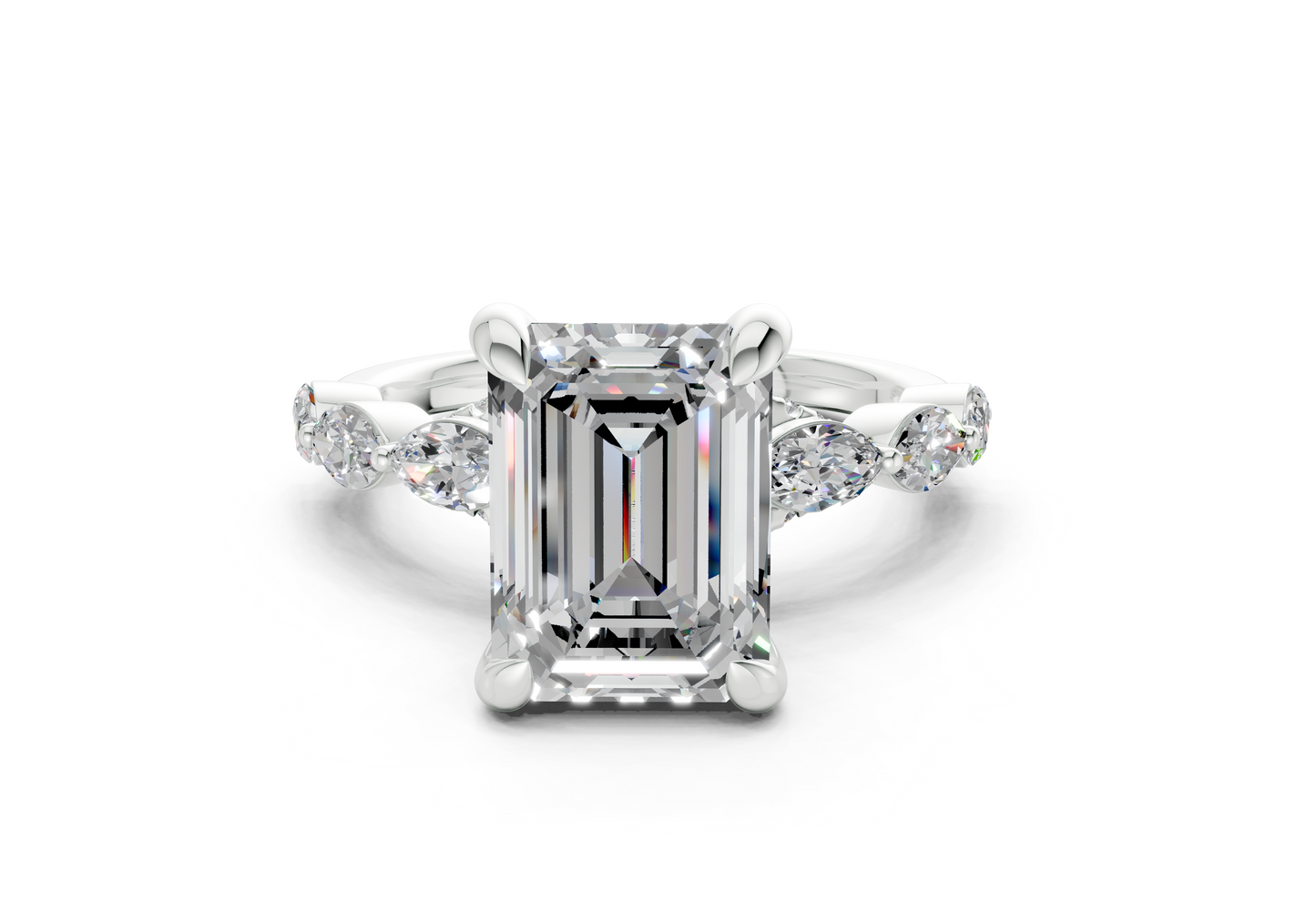 Liana Diamond Accent Emerald Cut 2mm Engagement Ring