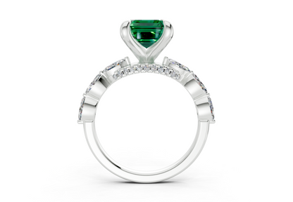 Liana Emerald Gemstone Accent Emerald Cut 2mm Engagement Ring