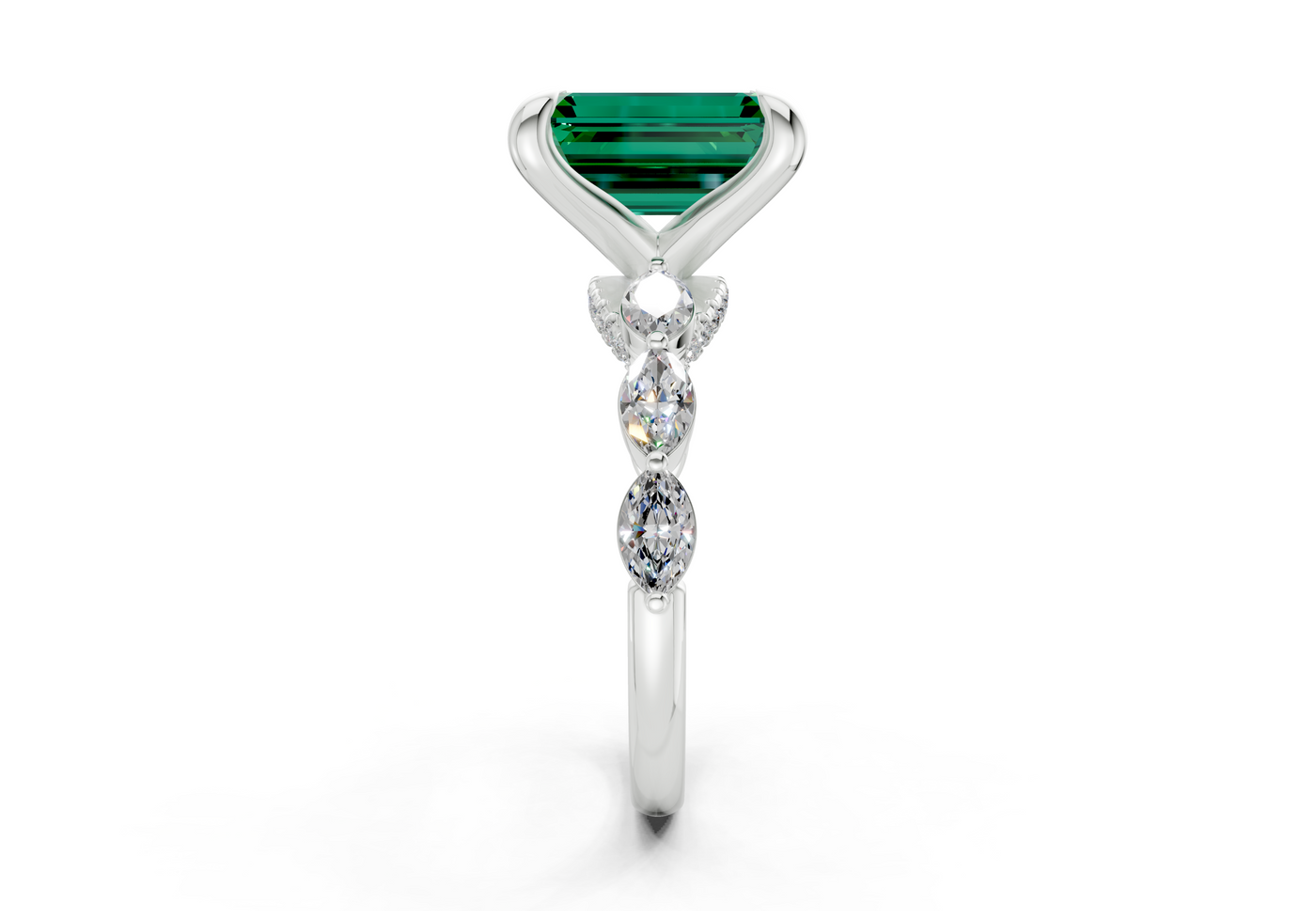 Liana Emerald Gemstone Accent Emerald Cut 2mm Engagement Ring