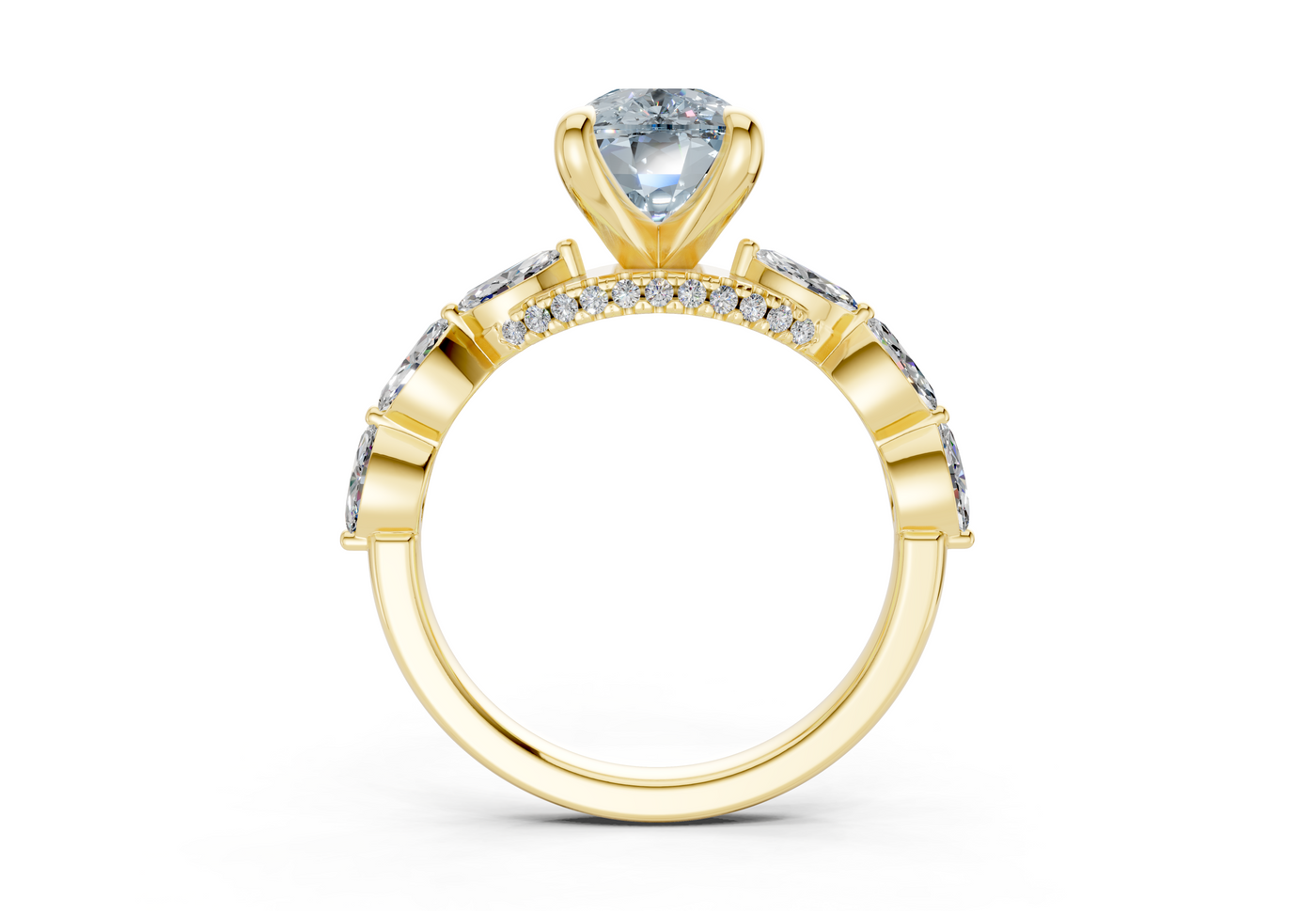 Liana Blue Diamond Accent Elongated Cushion Cut 2mm Engagement Ring