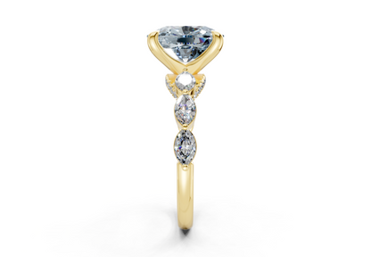 Liana Blue Diamond Accent Elongated Cushion Cut 2mm Engagement Ring