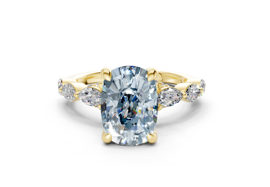 Liana Blue Diamond Accent Elongated Cushion Cut 2mm Engagement Ring
