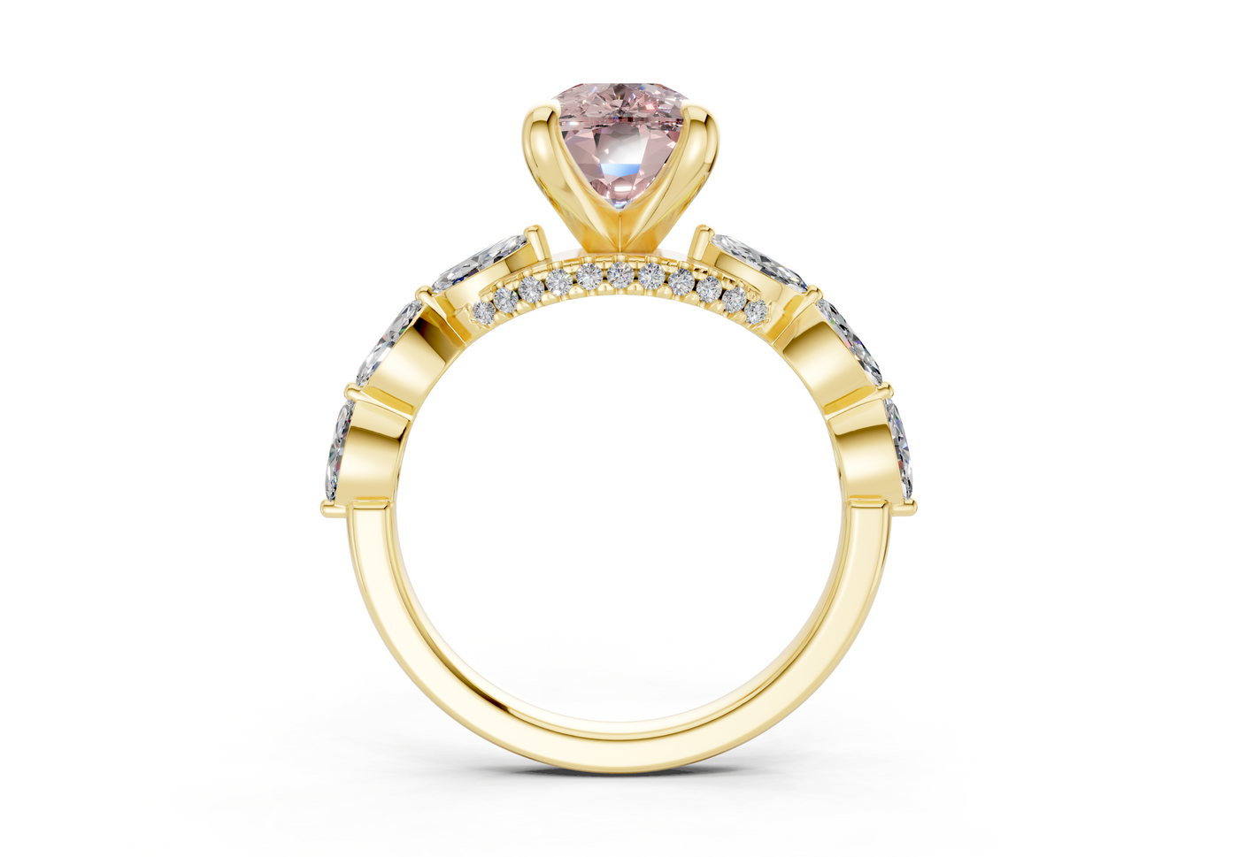Liana Pink Diamond Accent Elongated Cushion Cut 2mm Engagement Ring