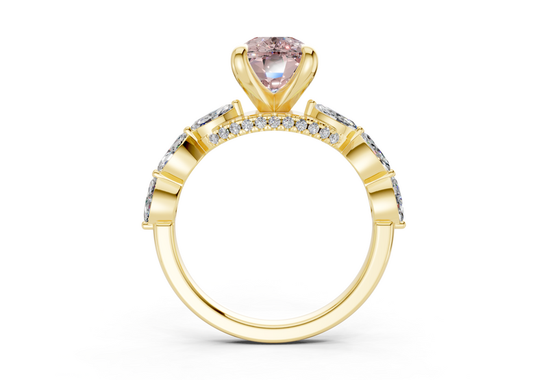 Liana Pink Diamond Accent Elongated Cushion Cut 2mm Engagement Ring