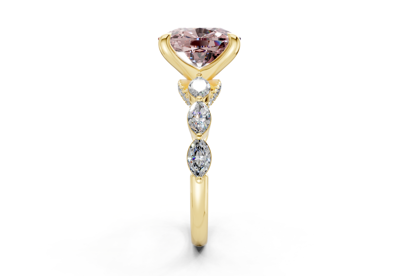 Liana Pink Diamond Accent Elongated Cushion Cut 2mm Engagement Ring