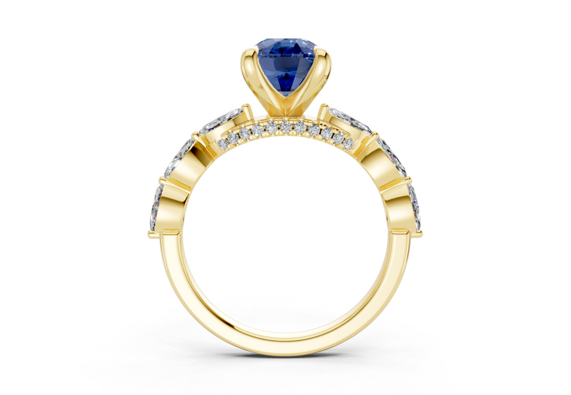 Liana Sapphire Gemstone Accent Elongated Cushion Cut 2mm Engagement Ring