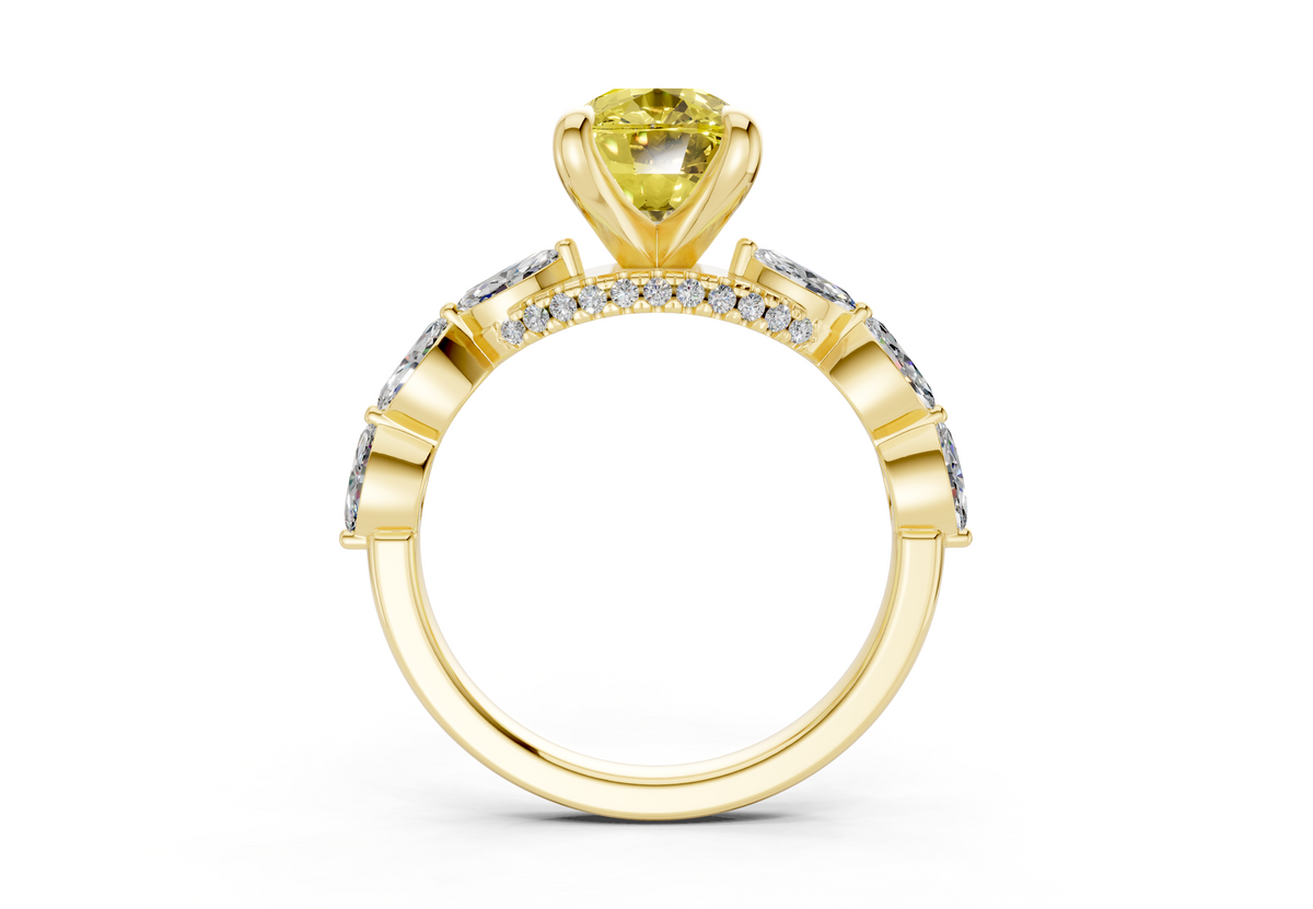 Liana Yellow Diamond Accent Elongated Cushion Cut 2mm Engagement Ring