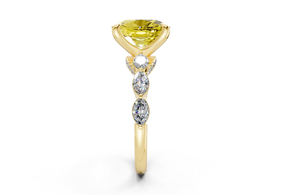 Liana Yellow Diamond Accent Elongated Cushion Cut 2mm Engagement Ring