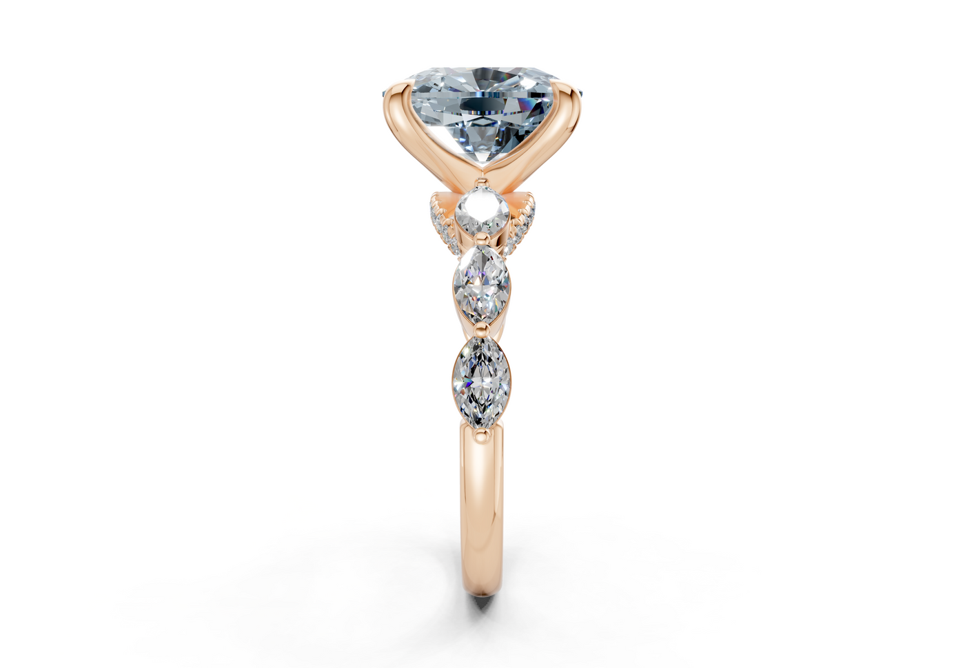 Liana Blue Diamond Accent Elongated Cushion Cut 2mm Engagement Ring