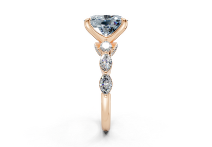 Liana Blue Diamond Accent Elongated Cushion Cut 2mm Engagement Ring