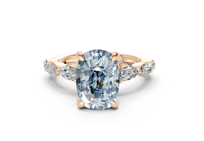 Liana Blue Diamond Accent Elongated Cushion Cut 2mm Engagement Ring