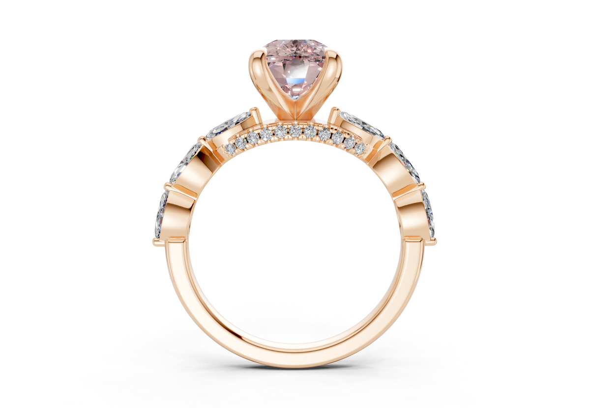 Liana Pink Diamond Accent Elongated Cushion Cut 2mm Engagement Ring