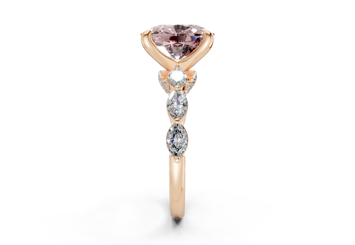 Liana Pink Diamond Accent Elongated Cushion Cut 2mm Engagement Ring