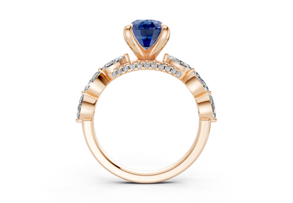 Liana Sapphire Gemstone Accent Elongated Cushion Cut 2mm Engagement Ring
