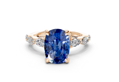 Liana Sapphire Gemstone Accent Elongated Cushion Cut 2mm Engagement Ring