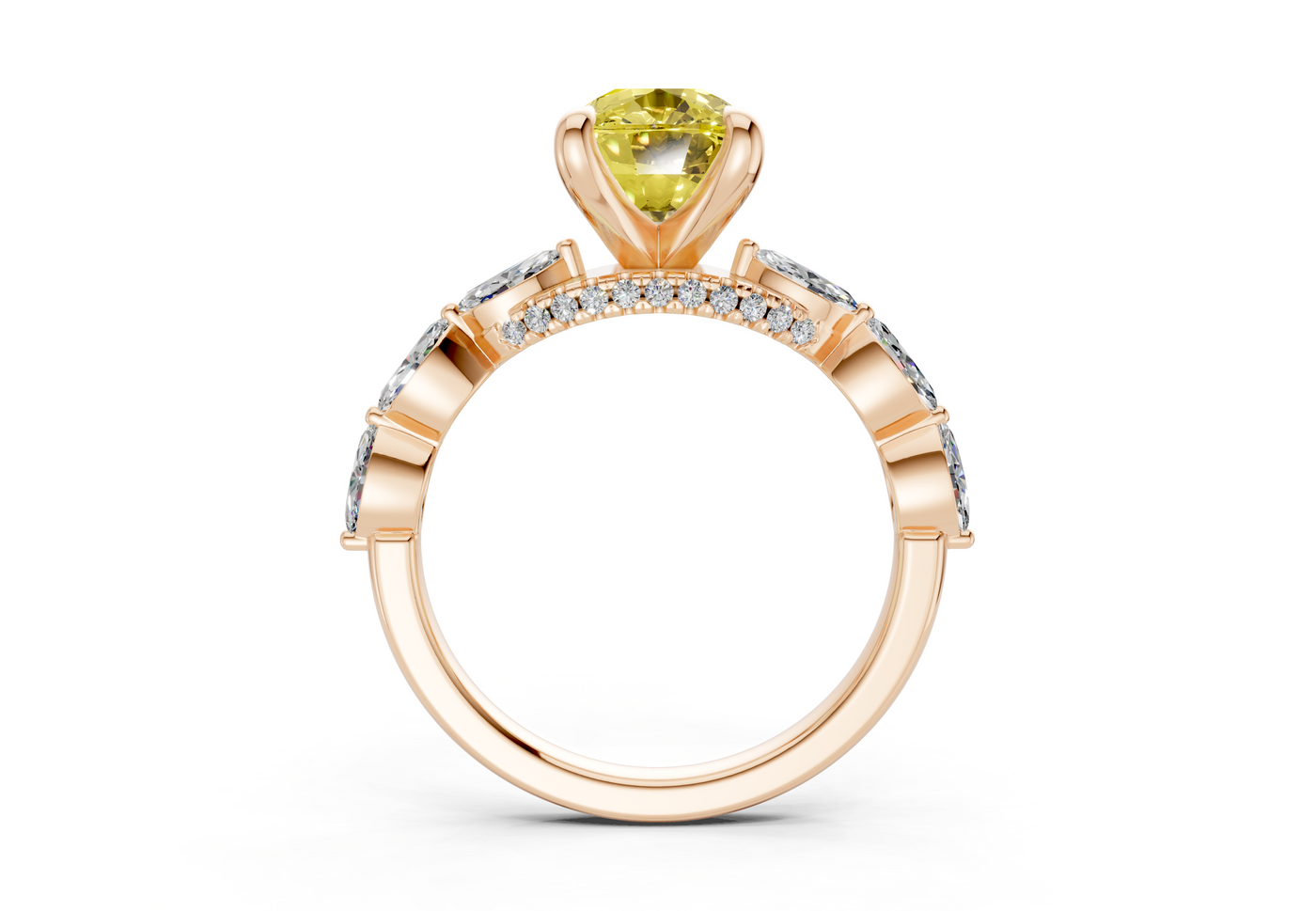 Liana Yellow Diamond Accent Elongated Cushion Cut 2mm Engagement Ring