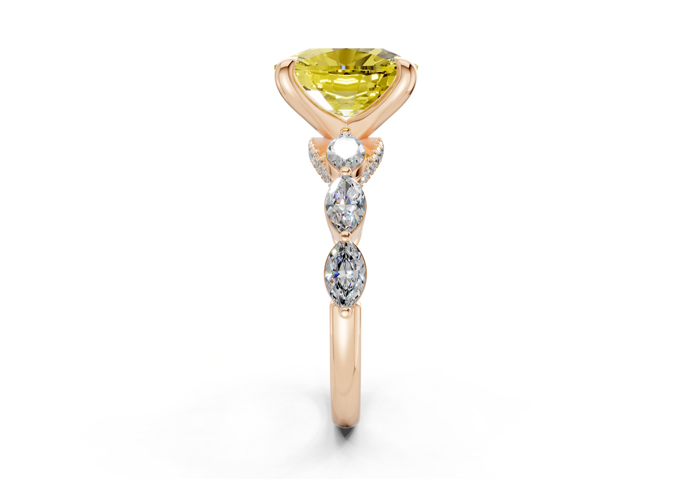 Liana Yellow Diamond Accent Elongated Cushion Cut 2mm Engagement Ring