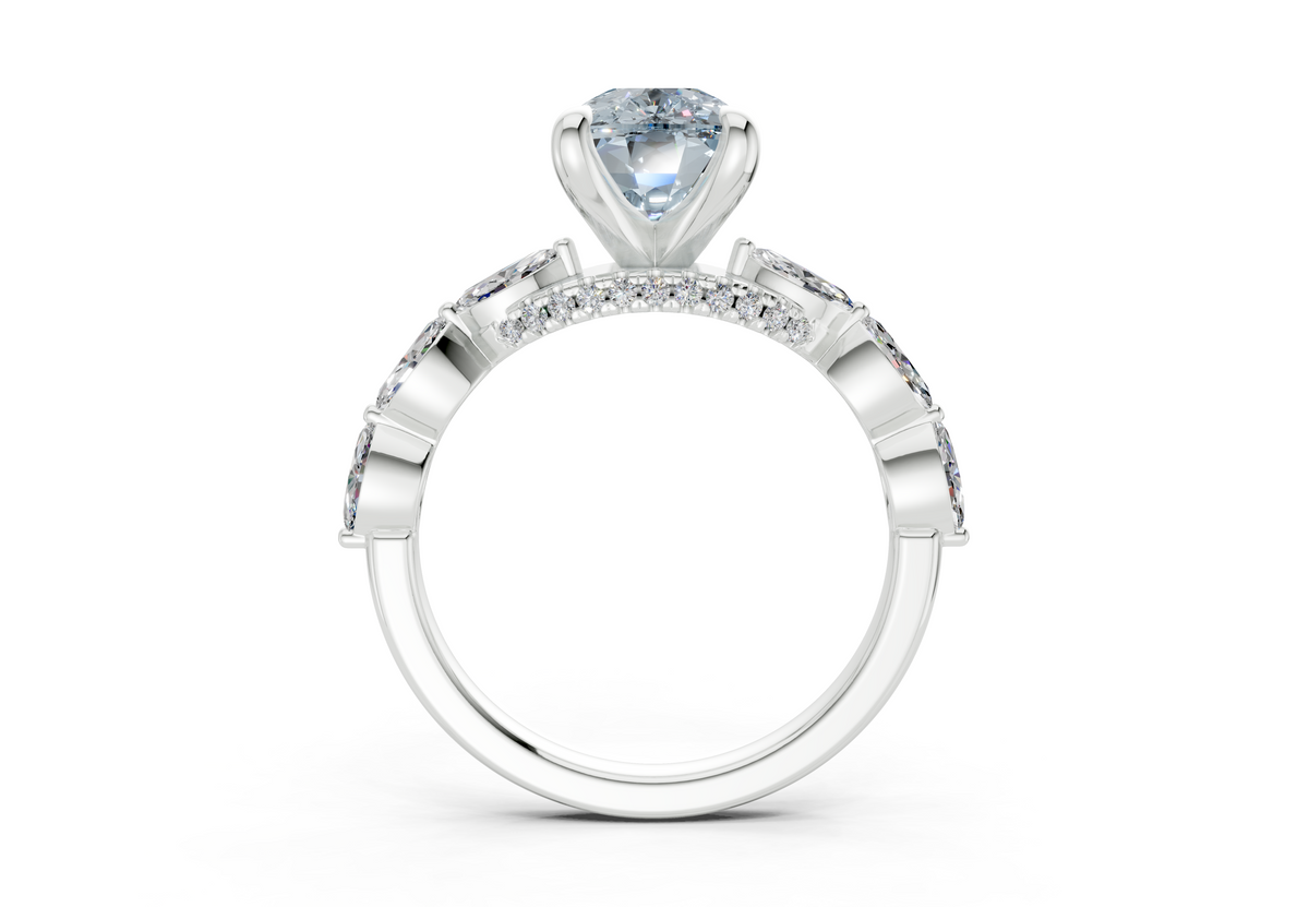 Liana Blue Diamond Accent Elongated Cushion Cut 2mm Engagement Ring