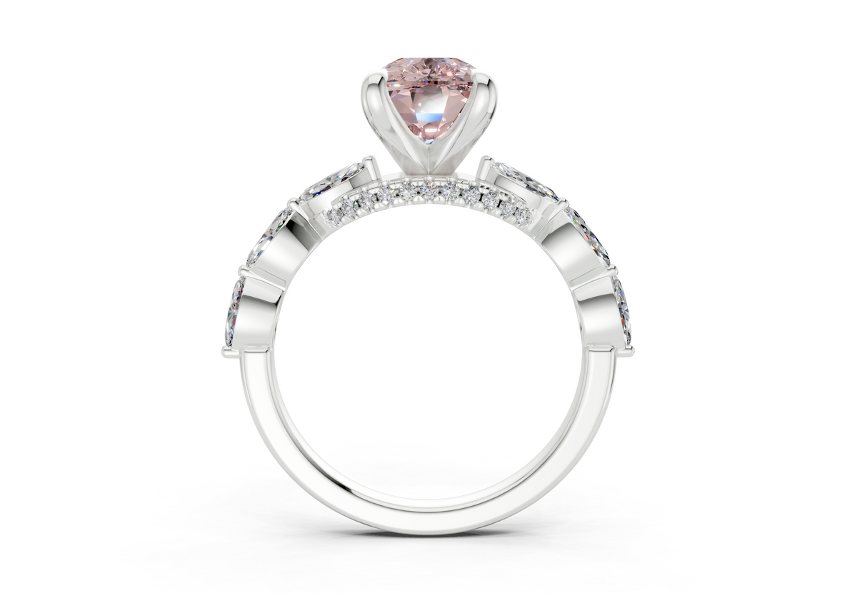Liana Pink Diamond Accent Elongated Cushion Cut 2mm Engagement Ring