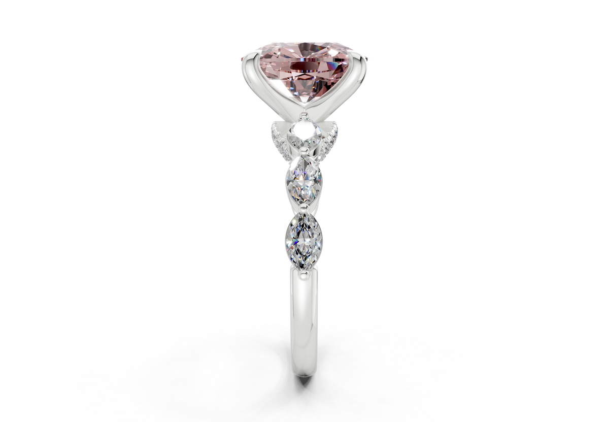 Liana Pink Diamond Accent Elongated Cushion Cut 2mm Engagement Ring