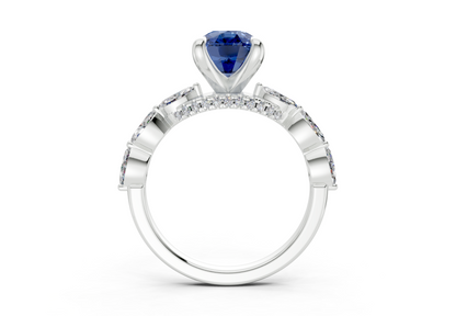 Liana Sapphire Gemstone Accent Elongated Cushion Cut 2mm Engagement Ring