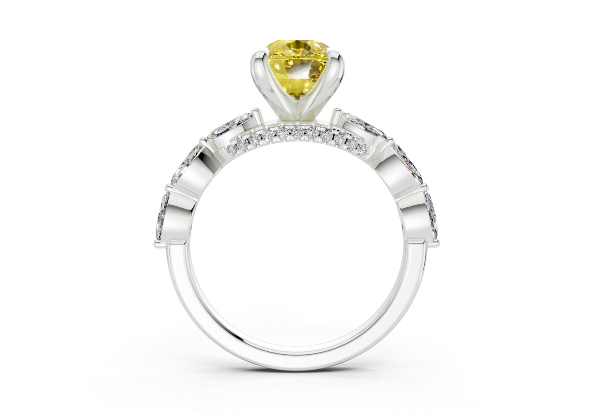 Liana Yellow Diamond Accent Elongated Cushion Cut 2mm Engagement Ring