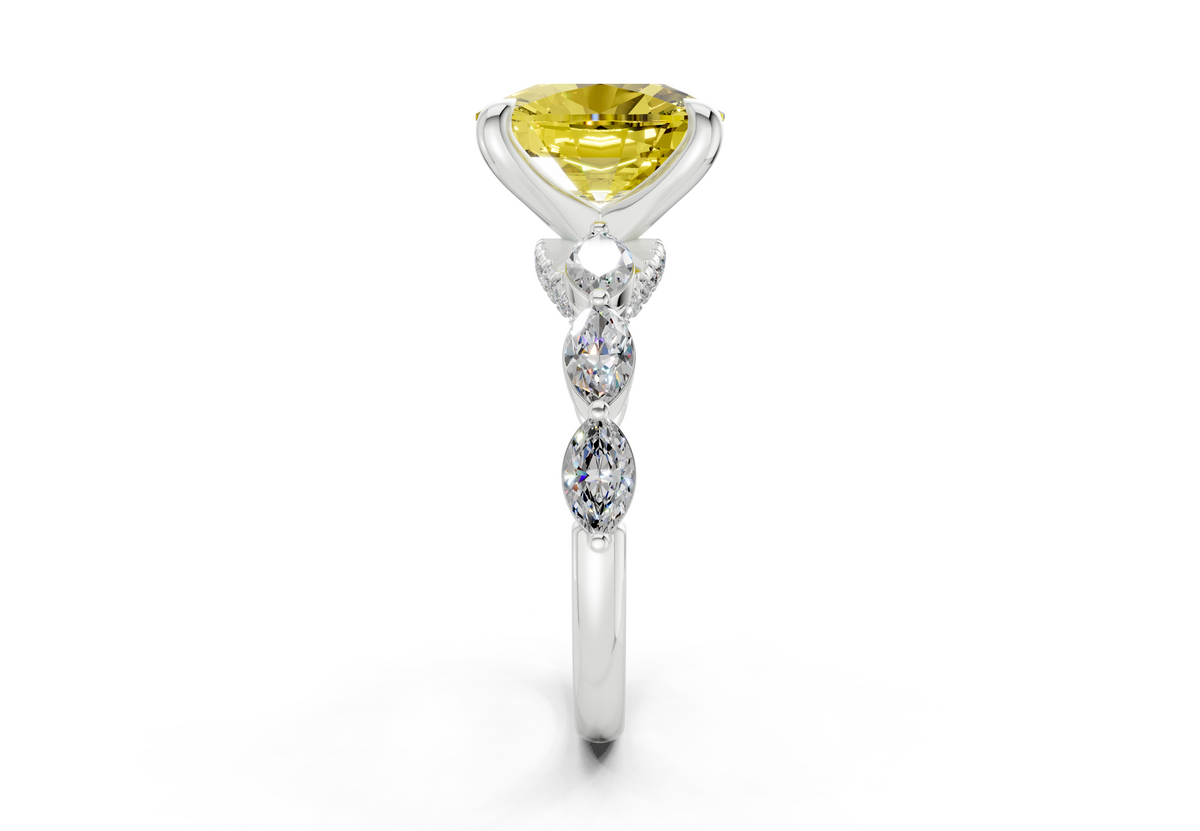 Liana Yellow Diamond Accent Elongated Cushion Cut 2mm Engagement Ring