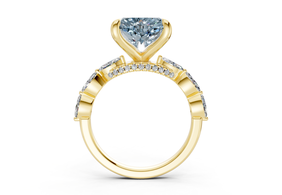 Liana Blue Diamond Accent Heart Cut 2mm Engagement Ring