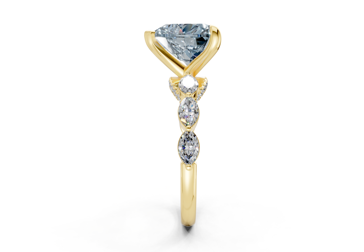 Liana Blue Diamond Accent Heart Cut 2mm Engagement Ring