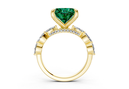 Liana Emerald Gemstone Accent Heart Cut 2mm Engagement Ring