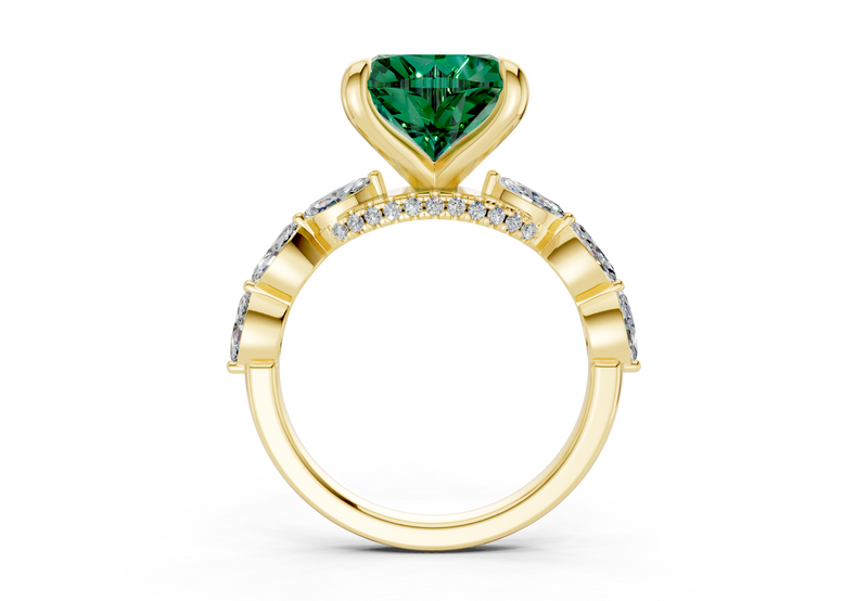 Liana Emerald Gemstone Accent Heart Cut 2mm Engagement Ring