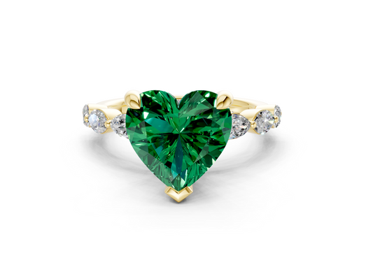 Liana Emerald Gemstone Accent Heart Cut 2mm Engagement Ring