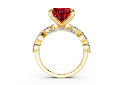 Liana Ruby Gemstone Accent Heart Cut 2mm Engagement Ring