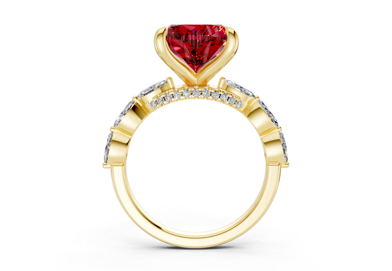 Liana Ruby Gemstone Accent Heart Cut 2mm Engagement Ring