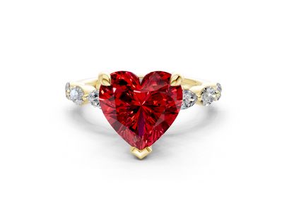 Liana Ruby Gemstone Accent Heart Cut 2mm Engagement Ring