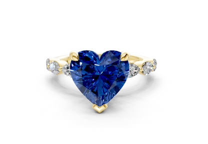Liana Sapphire Gemstone Accent Heart Cut 2mm Engagement Ring