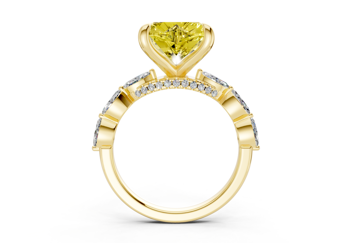 Liana Yellow Diamond Accent Heart Cut 2mm Engagement Ring