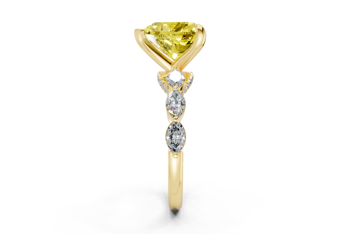 Liana Yellow Diamond Accent Heart Cut 2mm Engagement Ring
