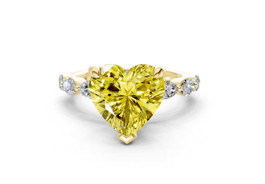 Liana Yellow Diamond Accent Heart Cut 2mm Engagement Ring