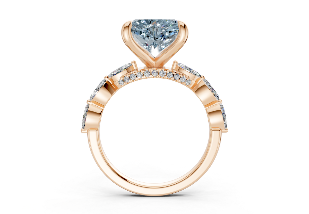 Liana Blue Diamond Accent Heart Cut 2mm Engagement Ring