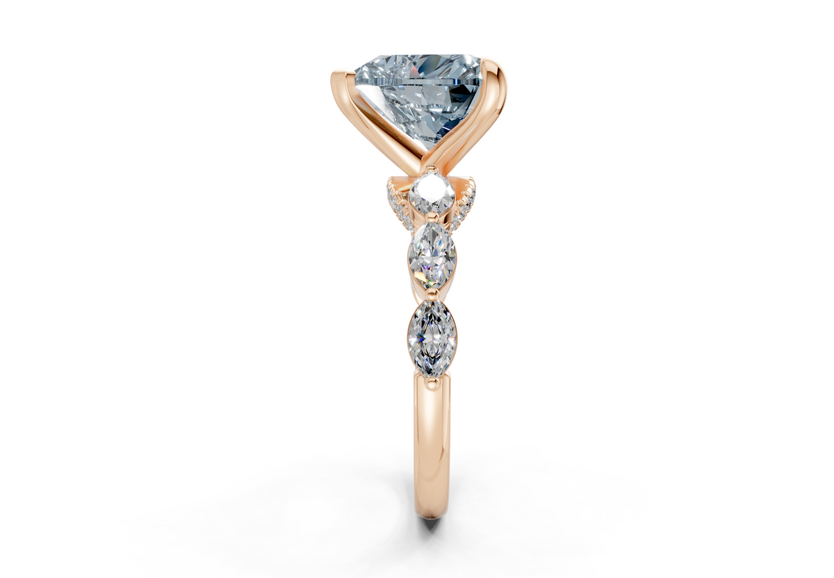 Liana Blue Diamond Accent Heart Cut 2mm Engagement Ring