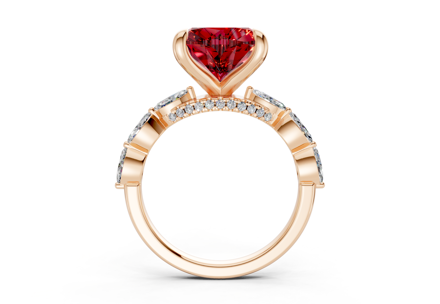 Liana Ruby Gemstone Accent Heart Cut 2mm Engagement Ring
