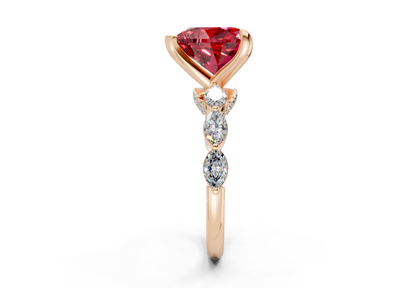 Liana Ruby Gemstone Accent Heart Cut 2mm Engagement Ring