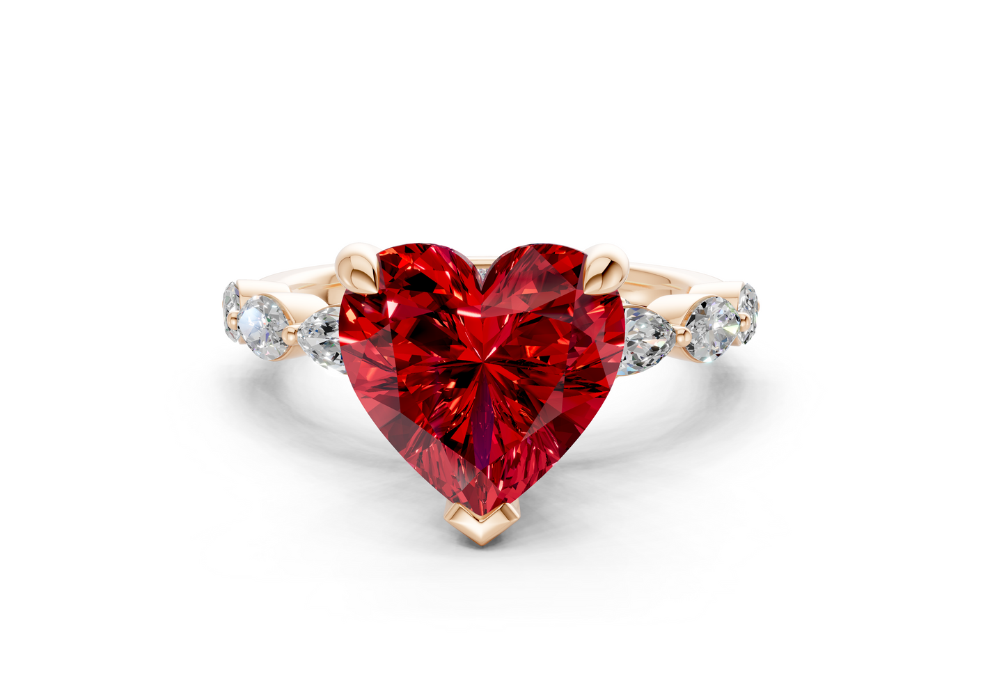 Liana Ruby Gemstone Accent Heart Cut 2mm Engagement Ring