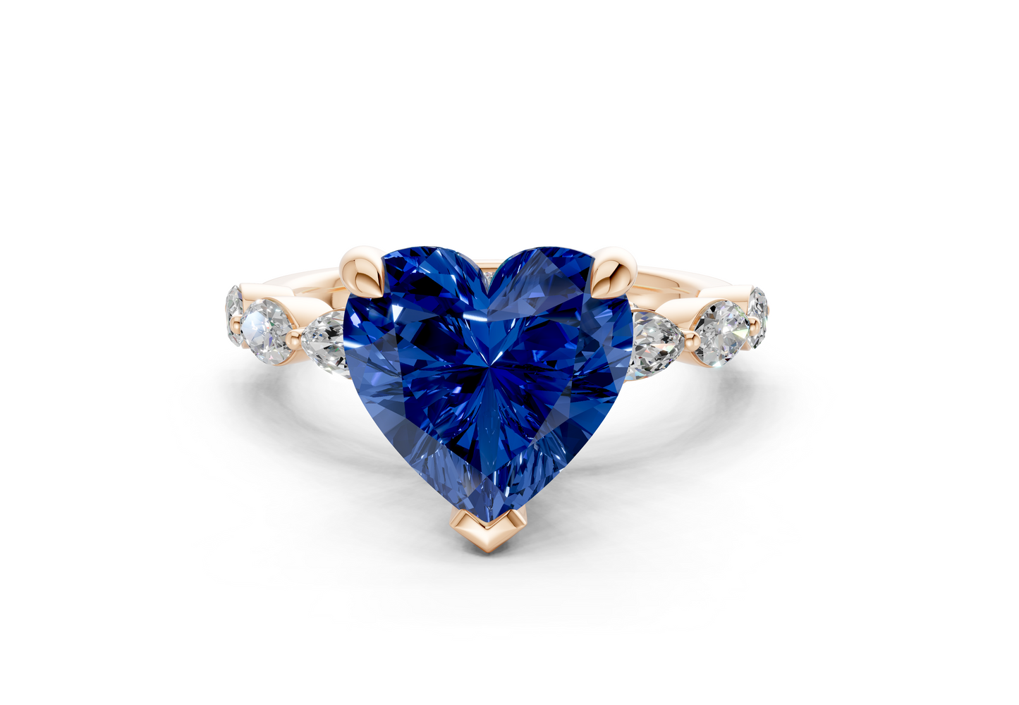 Liana Sapphire Gemstone Accent Heart Cut 2mm Engagement Ring