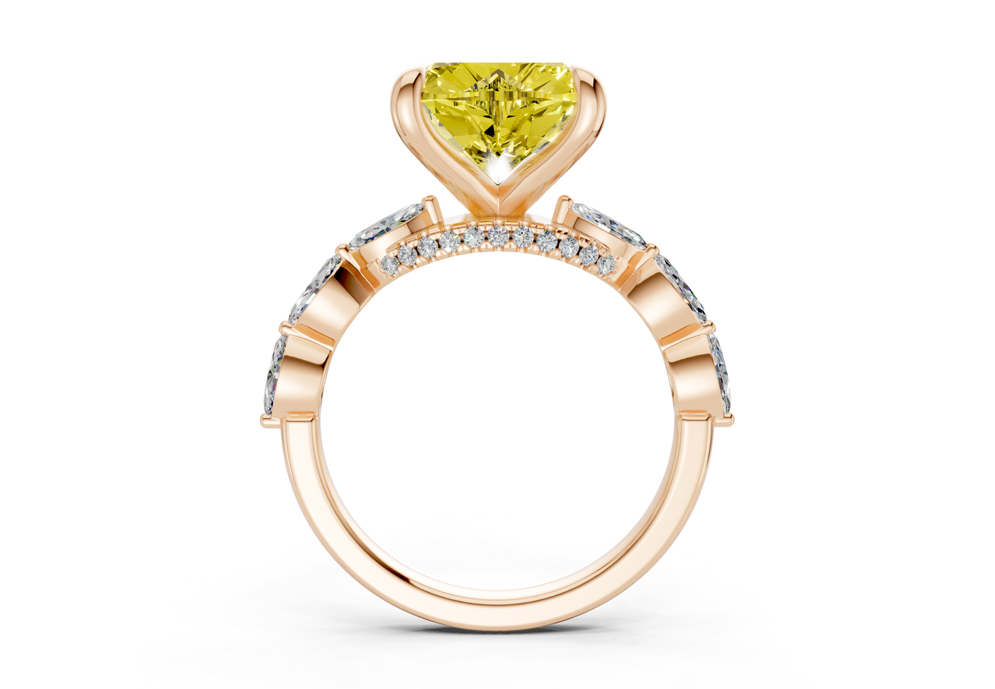 Liana Yellow Diamond Accent Heart Cut 2mm Engagement Ring