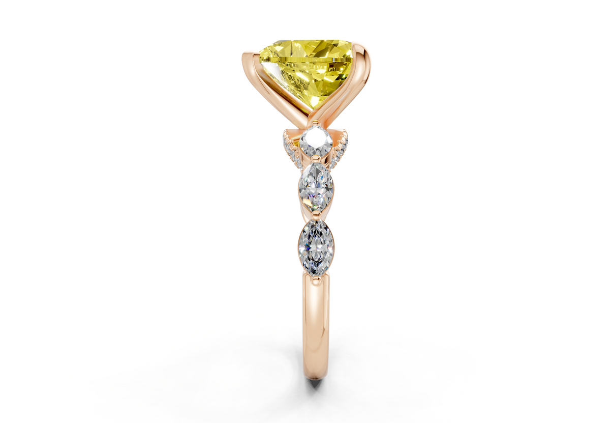 Liana Yellow Diamond Accent Heart Cut 2mm Engagement Ring
