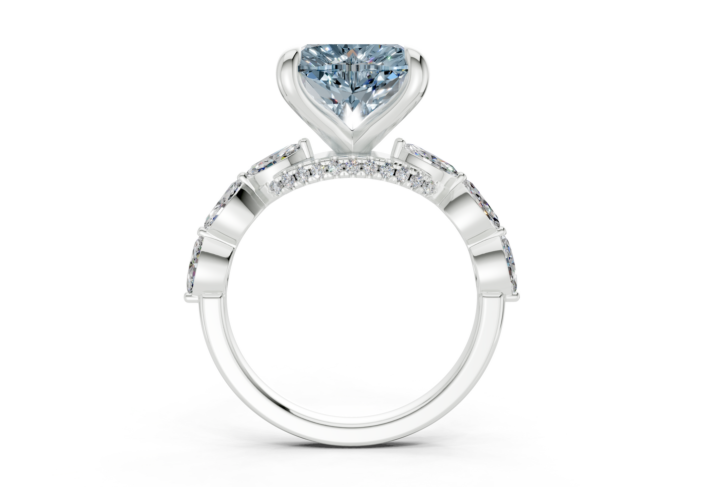 Liana Blue Diamond Accent Heart Cut 2mm Engagement Ring