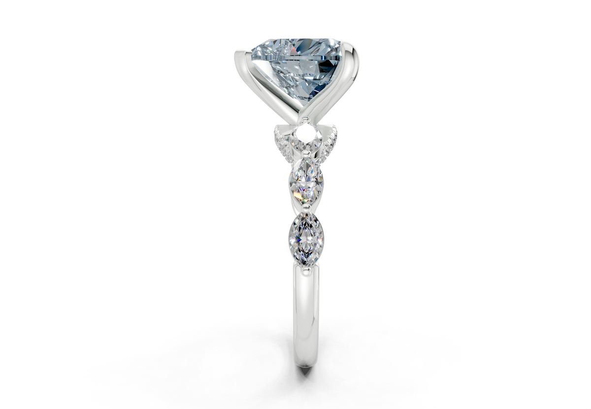 Liana Blue Diamond Accent Heart Cut 2mm Engagement Ring